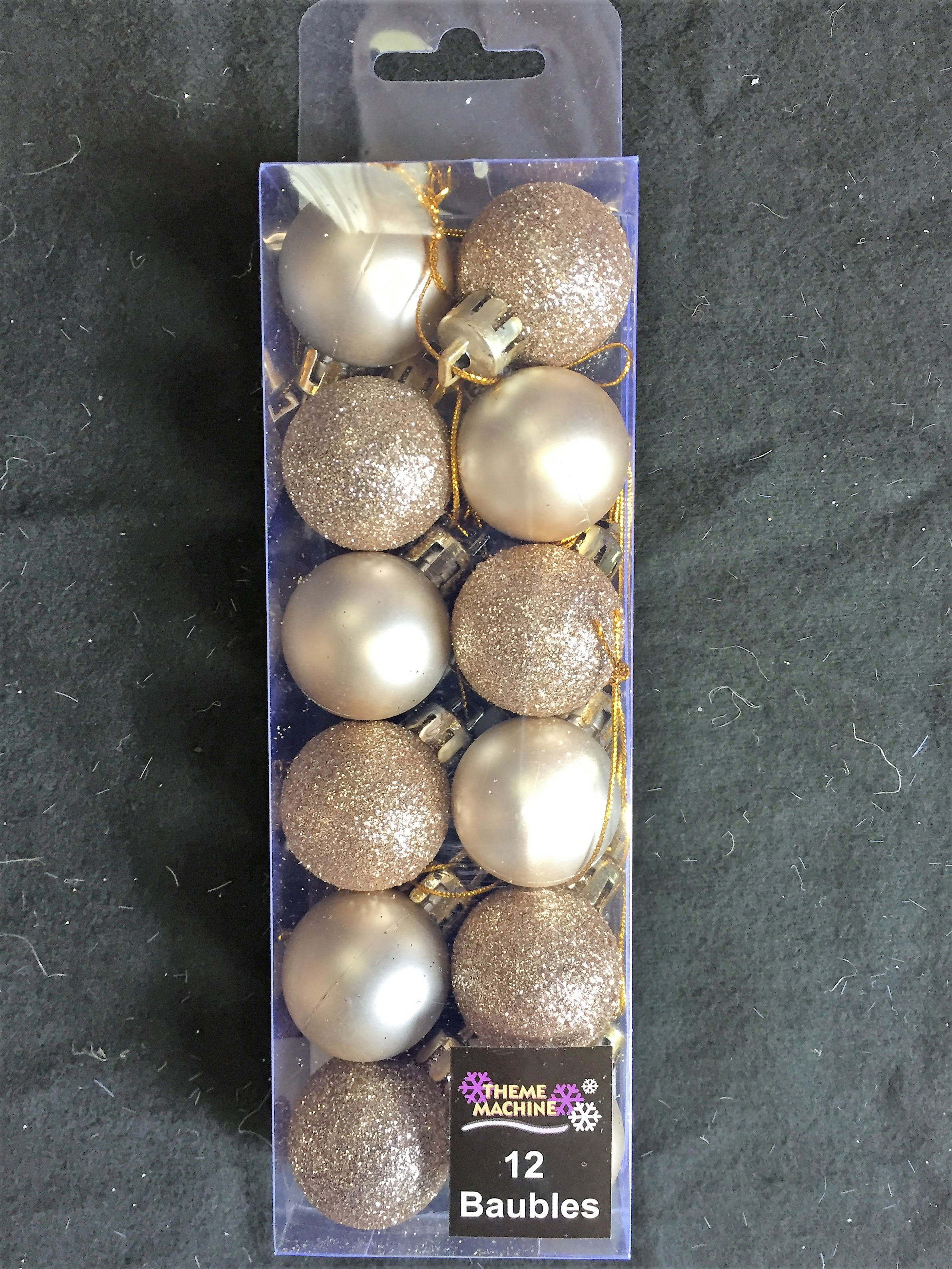 12 x Champagne Gold Christmas tree Baubles Decorations Cute Small Mini